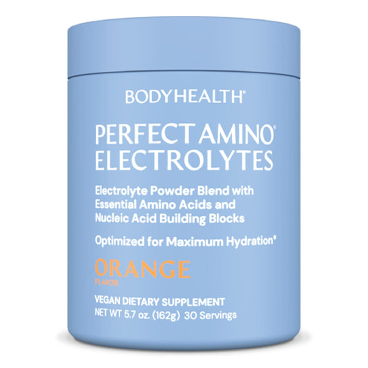 BodyHealth PerfectAmino electrolytes orange powder for steady hydration
