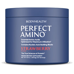BodyHealth PerfectAmino bottle shown for lean muscle support.