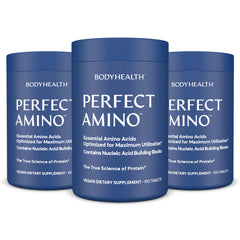 BodyHealth PerfectAmino tablets bottle for easy daily protein support.