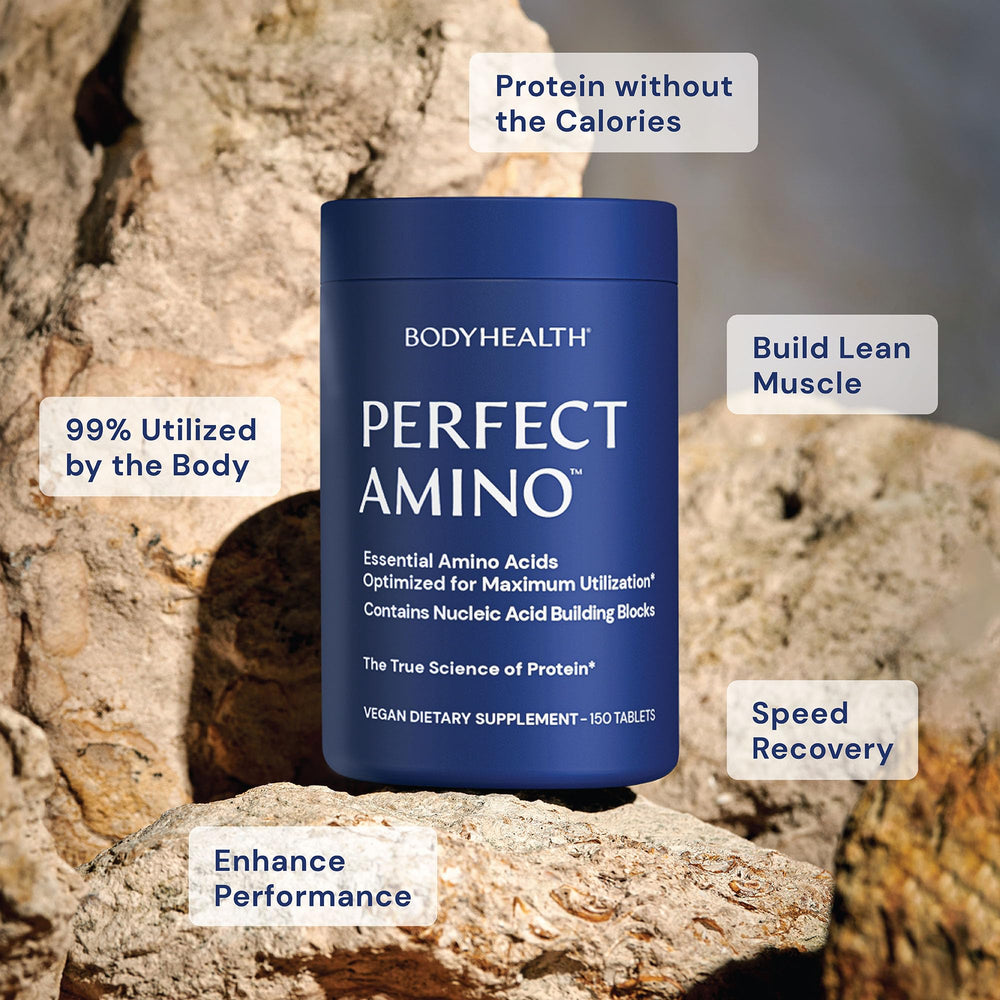 BodyHealth PerfectAmino label with nucleic acid building blocks for protein synthesis direction