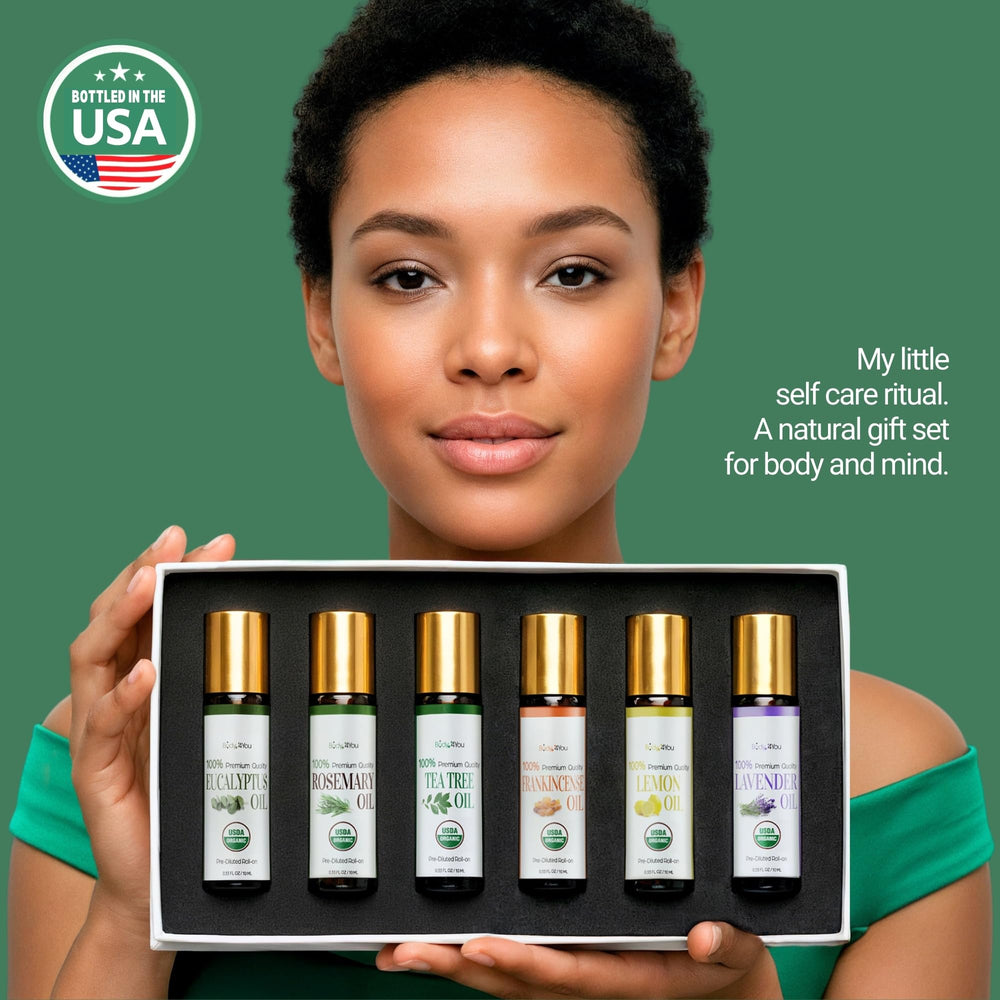 BodyJ4You eucalyptus oil bottle delivers crisp aroma for cooling relief.