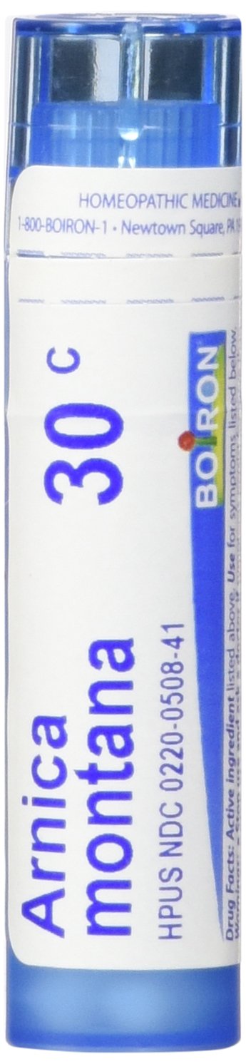 Boiron Arnica Montana 30C pack of five bottles front view for post-activity comfort.