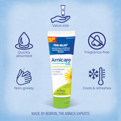 Boiron Arnicare Gel unscented packaging emphasizes fragrance-free relief.