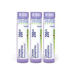 Boiron Calcarea Phosphorica pellets dissolve under the tongue for on-the-go use.