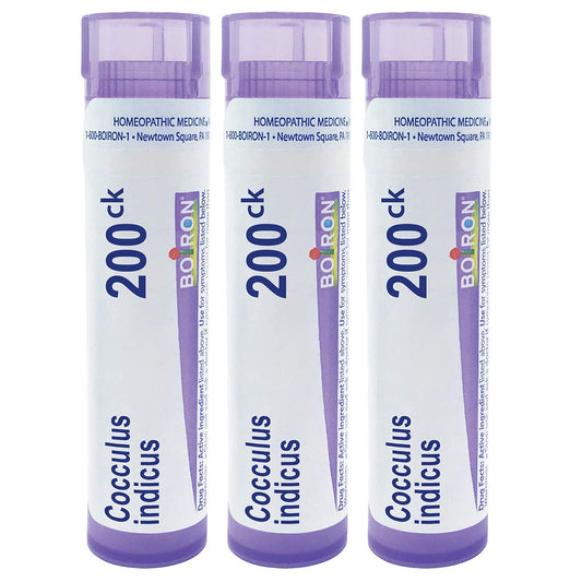 Boiron Cocculus Indicus pellets in a dispensing tube for motion sickness relief on the go