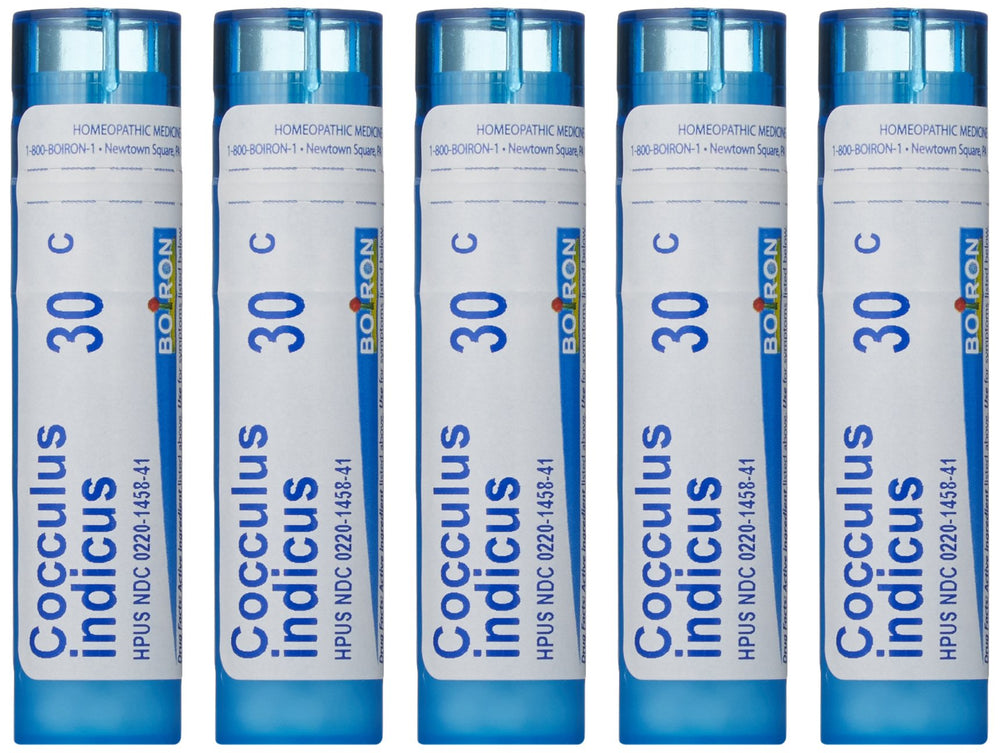 Boiron Cocculus Indicus 30C pack of 5 box offers motion relief on the go.