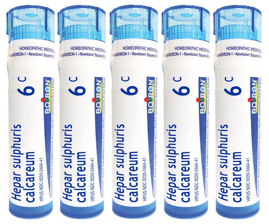 Boiron Hepar Sulphuris Calcareum 6C pellets pack for at-home cough relief