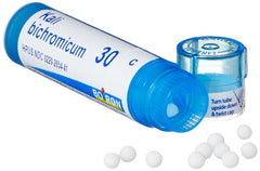 Close-up of Kali Bichromicum 30C pellets ready to dispense quickly.