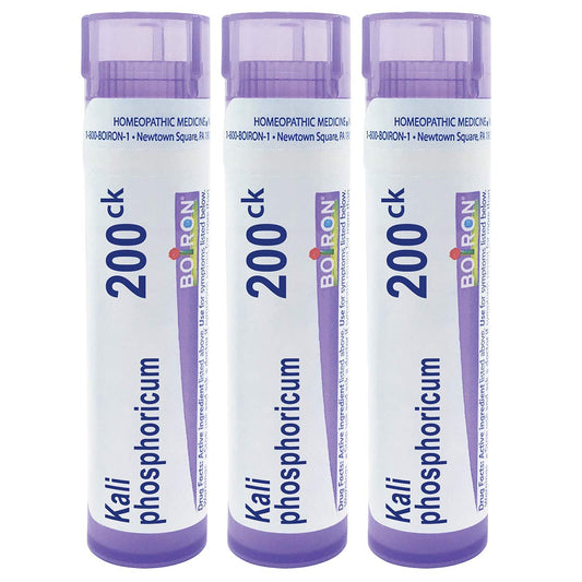 Boiron Kali Phosphoricum 200CK pellets in a tube for tension headaches from mental fatigue