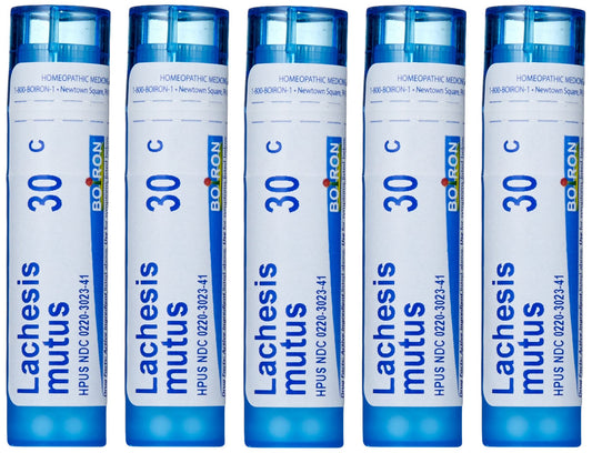 Boiron Lachesis Mutus 30C pellets pack for discreet hot flash support