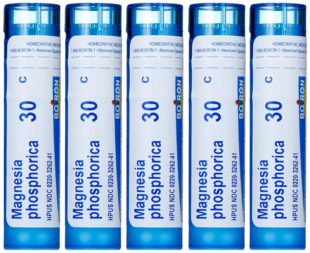 Boiron Magnesia Phosphorica 30C pellets in pack for abdominal discomfort at home