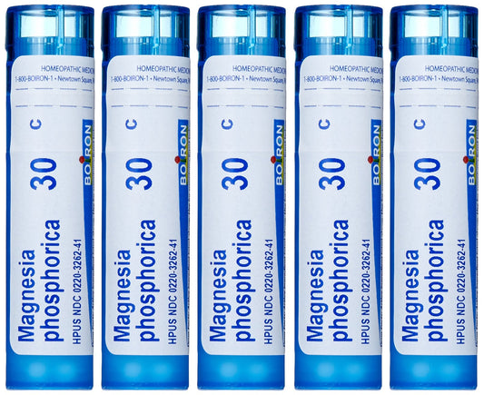 Boiron Magnesia Phosphorica 30C pellets in pack for abdominal discomfort at home