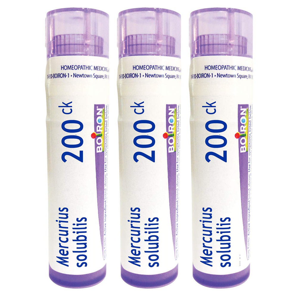 Boiron Mercurius Solubilis 200CK pack of 3 tubes for on the go throat comfort