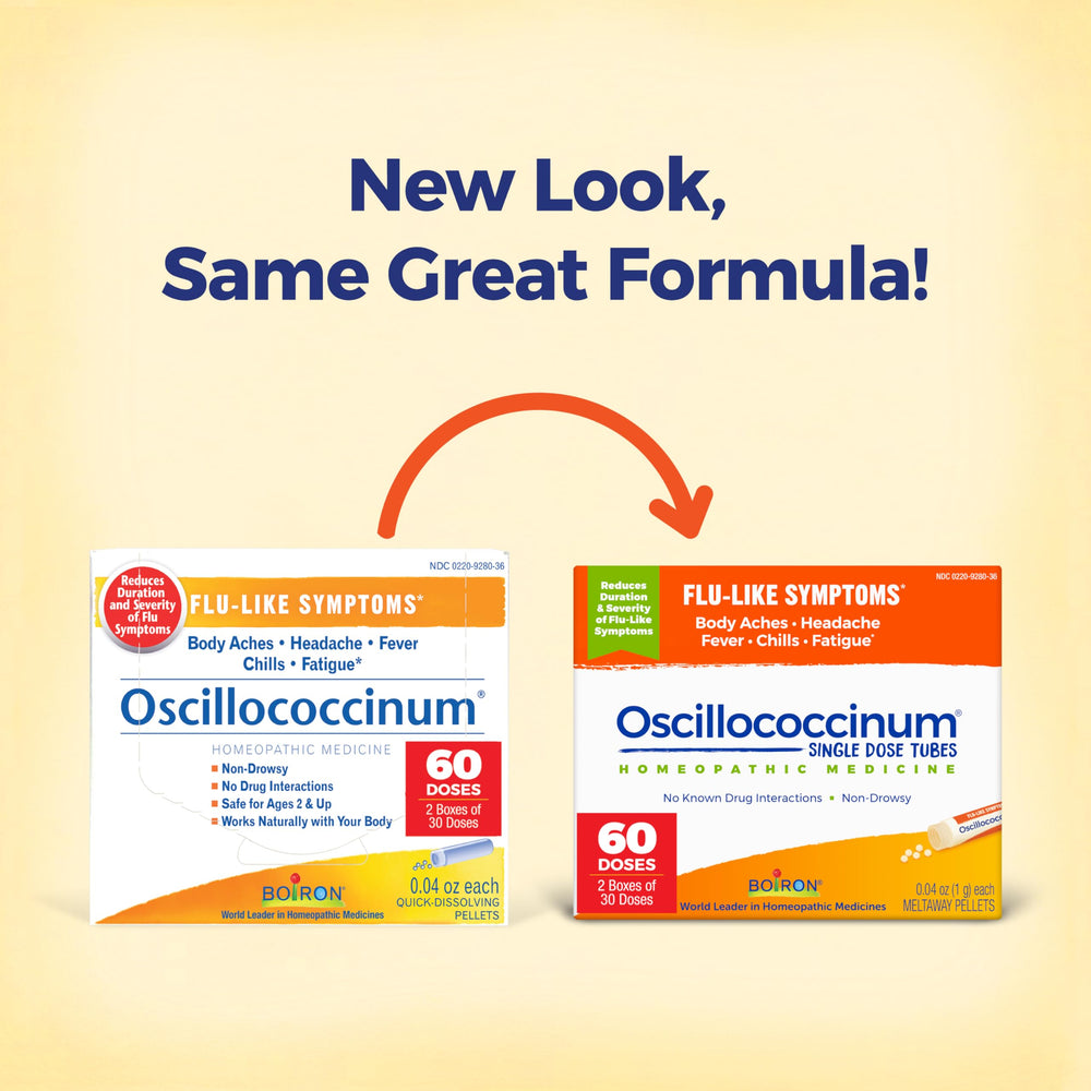 Oscillococcinum pellets dissolving under the tongue for easy use.