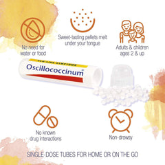 Oscillococcinum pellets dissolving quickly at the first signs of flu-like symptoms.