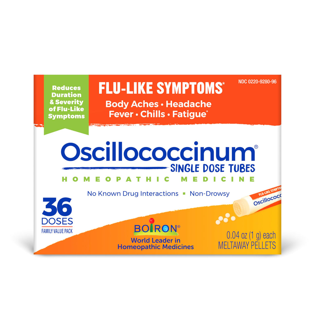 Boiron Oscillococcinum pellets dissolve under the tongue for quick, first-sign relief.