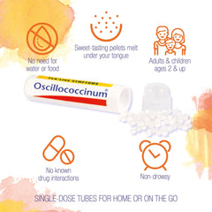 Boiron Oscillococcinum pellets dissolving under the tongue for fast absorption