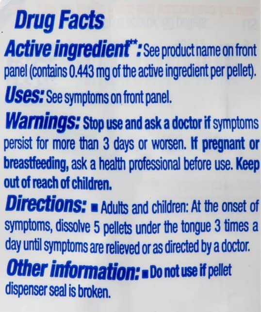 Each tube contains 80 pellets for 16 doses.