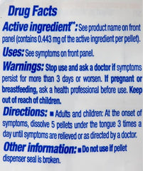 Each tube contains 80 pellets for 16 doses.