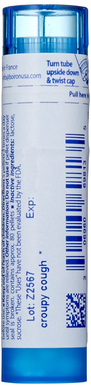 Close-up of Boiron Spongia Tosta 30C dissolving pellets for fast relief.