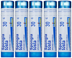 Boiron Spongia Tosta 30C pellets for quick relief at first symptoms.