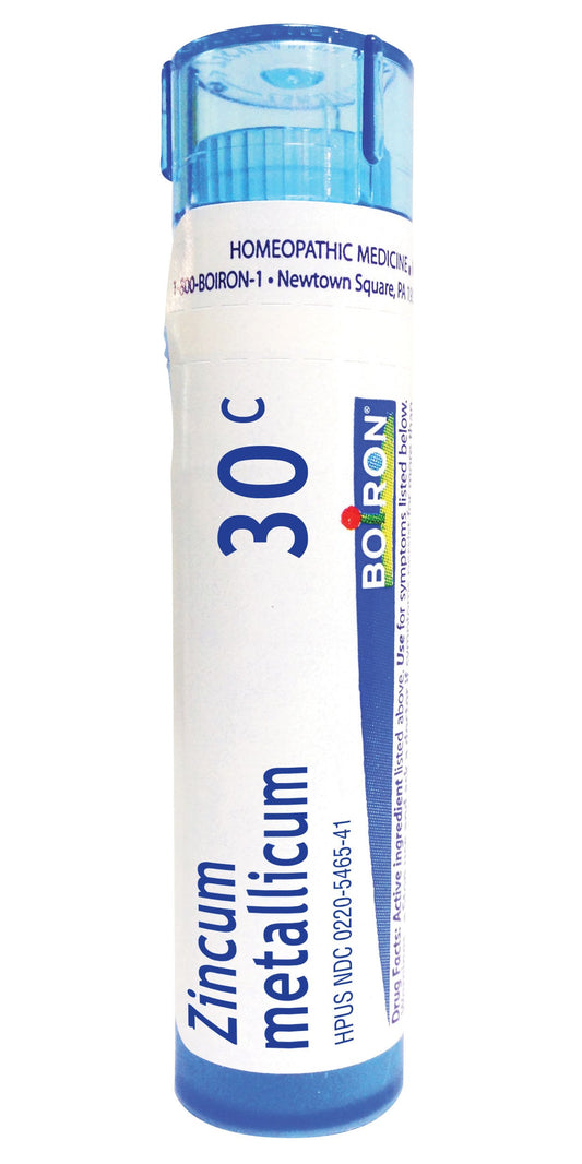 Boiron Zincum Metallicum 30C pellets for leg cramps.