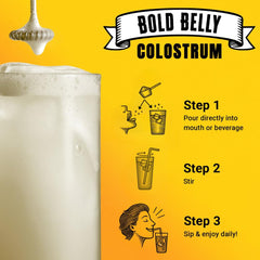 Bold Belly Colostrum Powder stored in pantry for travel