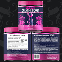 Bold Buns Creatine for Women post-workout focus with BCAA and glutamine synergy.