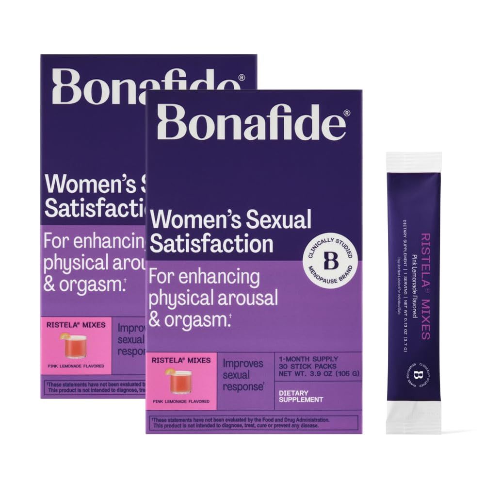 Bonafide Ristela Mixes bottle label showing hormone-free formula for arousal support