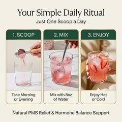 Bond Cycle Care bottle pour showing on-the-go convenience for hormone balance.