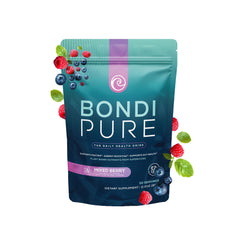 Bondi Pure daily health tub front highlighting clean label and detox support in English.