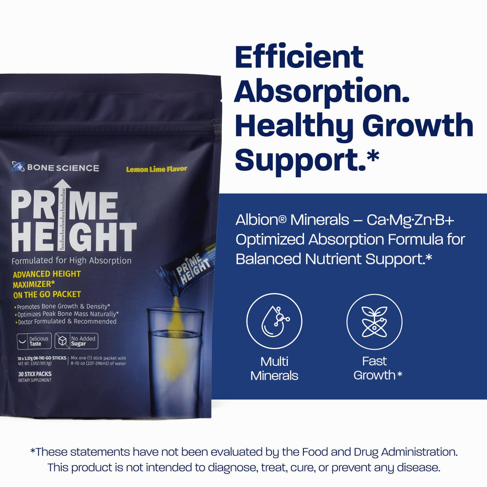 Prime Height powder dissolves easily in a glass of water for a kid-friendly drink.