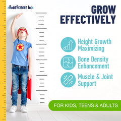 Sideview of the Height Growth Maximizer bottle emphasizes USA-made quality.