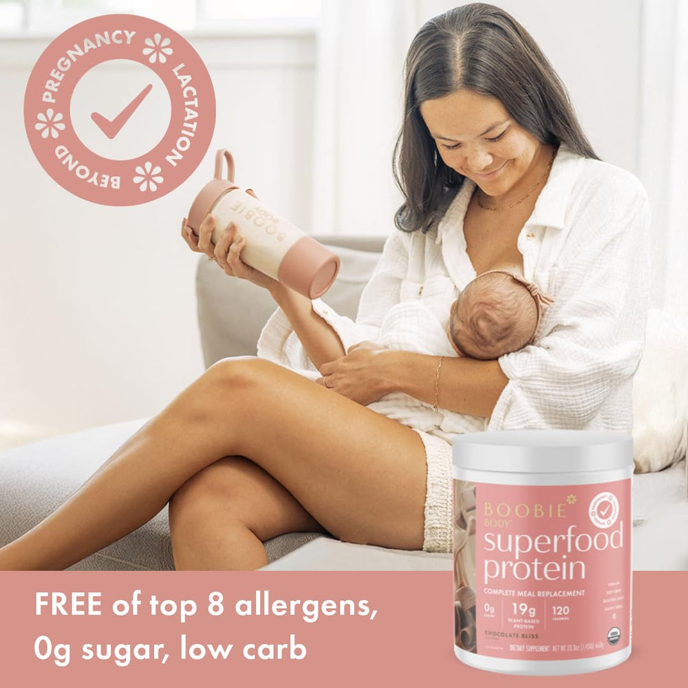 Boobie Body Gluten-free and Dairy-free packaging emphasizes clean, plant-based ingredients.