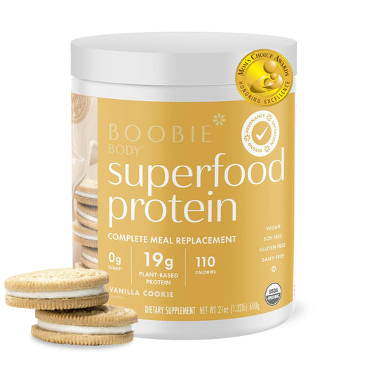 Boobie Body Vanilla Cookie protein bottle for convenient, on-the-go nourishment.