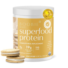 Boobie Body Vanilla Cookie protein bottle for convenient, on-the-go nourishment.