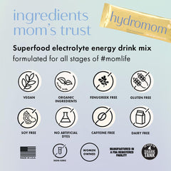 Boobie Hydromom electrolyte mix supporting active moms' daily routines.