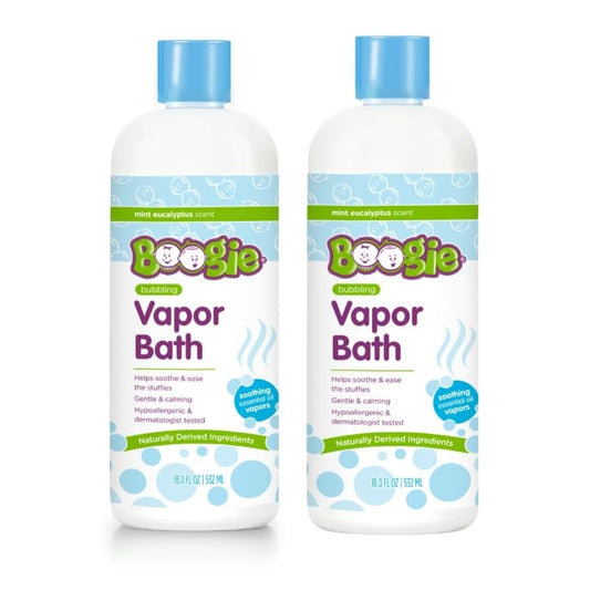 Boogie Kids Botanical Bubble Bath pour forms gentle bubbles for a soothing bath.