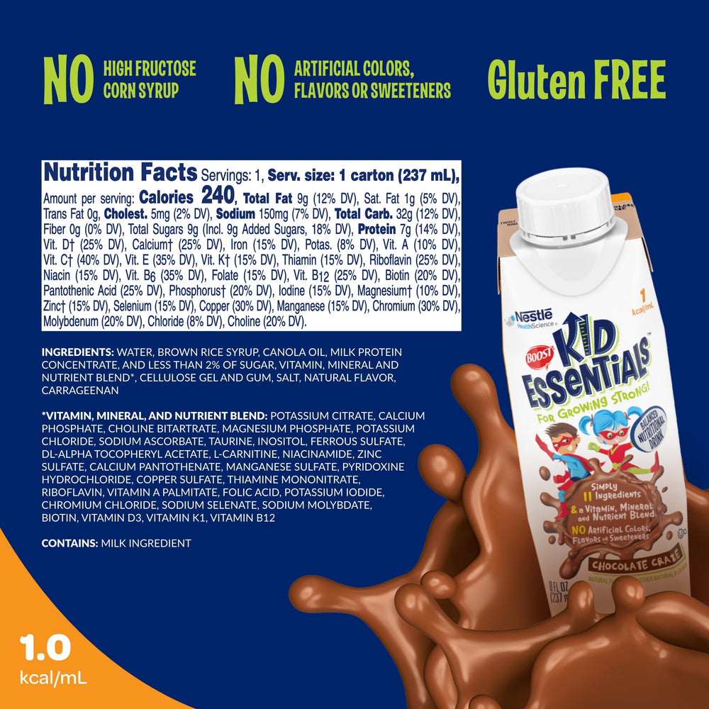 BOOST Kid Essentials 1.0 chocolate craze serving as a quick snack