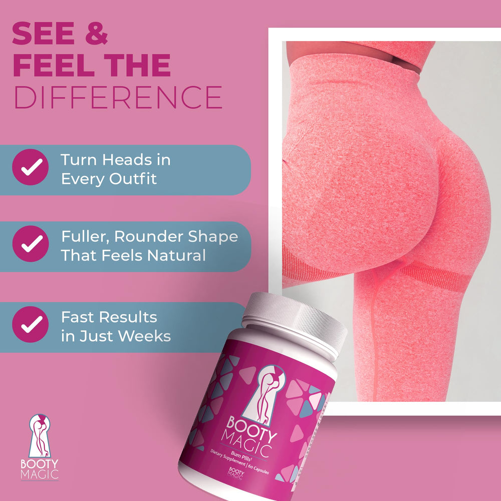 Booty Magic bottle side view highlighting compact design for daily routine