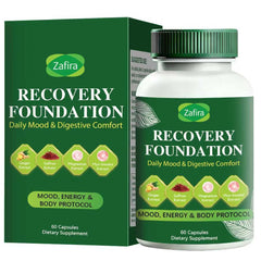 Boreome Zafira Recovery capsules bottle on shelf signaling focused mornings and improved mood.