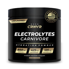 BORN CRNVR Carnivore Electrolytes bottle for clean hydration on a carnivore diet.