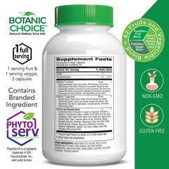 Botanic Choice Mega Fruits & Veggies capsules offer convenient daily nutrition in one swallow.