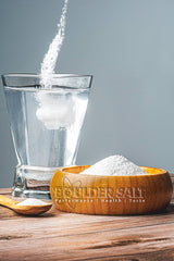 Cloudy water solution after dissolving Boulder Salt indicates complete mix