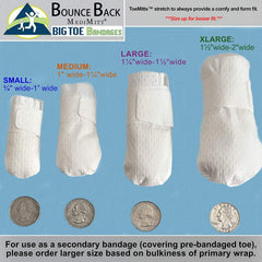 BounceBack MediMitt stretch strap wrapped around the toe for a secure fit