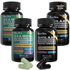 Boysea Shilajit Sea Moss bundle two bottles shown for convenient daily wellness