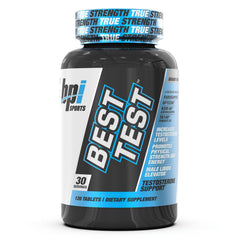 BPI Sports Best Test bottle front showing natural testosterone support for men.