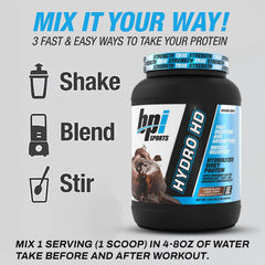 BPI Sports Hydro HD assorted flavors display highlights variety to fuel workouts.