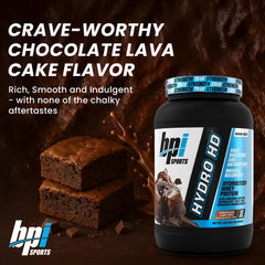 BPI Sports Hydro HD peptide close-up showing hydrolyzed protein for lean muscle support.
