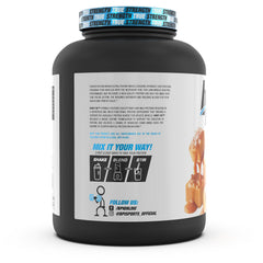 Close-up of Whey HD nutrition facts label highlighting protein per serving.